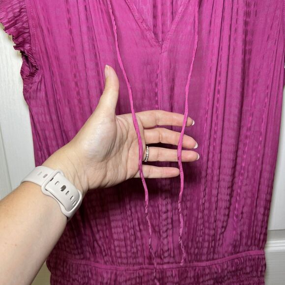 Current Air Zoey Pleated Mini Dress Large Tiered Skirt Pink - Picture 3 of 9